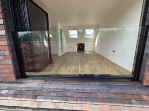 glass juliet balcony with black powder coated frame in Shrewsbury