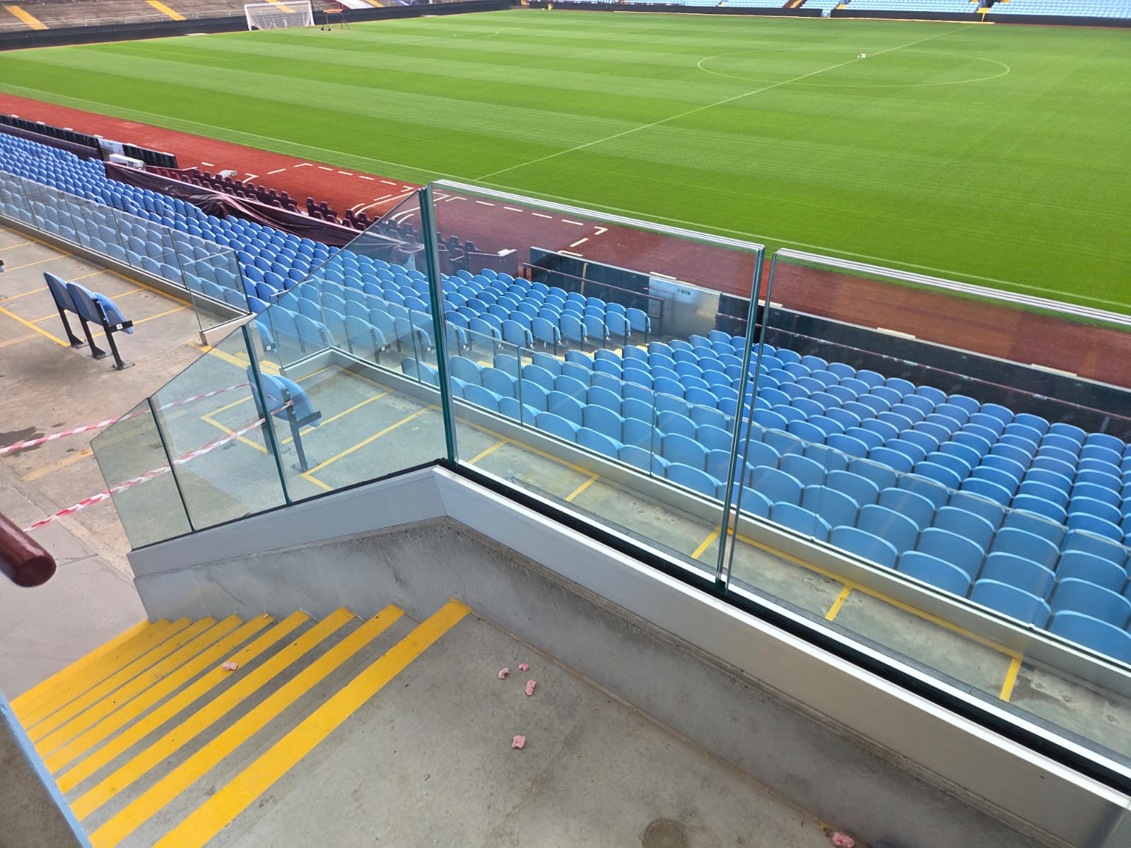 villa-park-mcgregors-bar-glass Glass balustrading around the McGregor’s Bar tiers at Villa Park