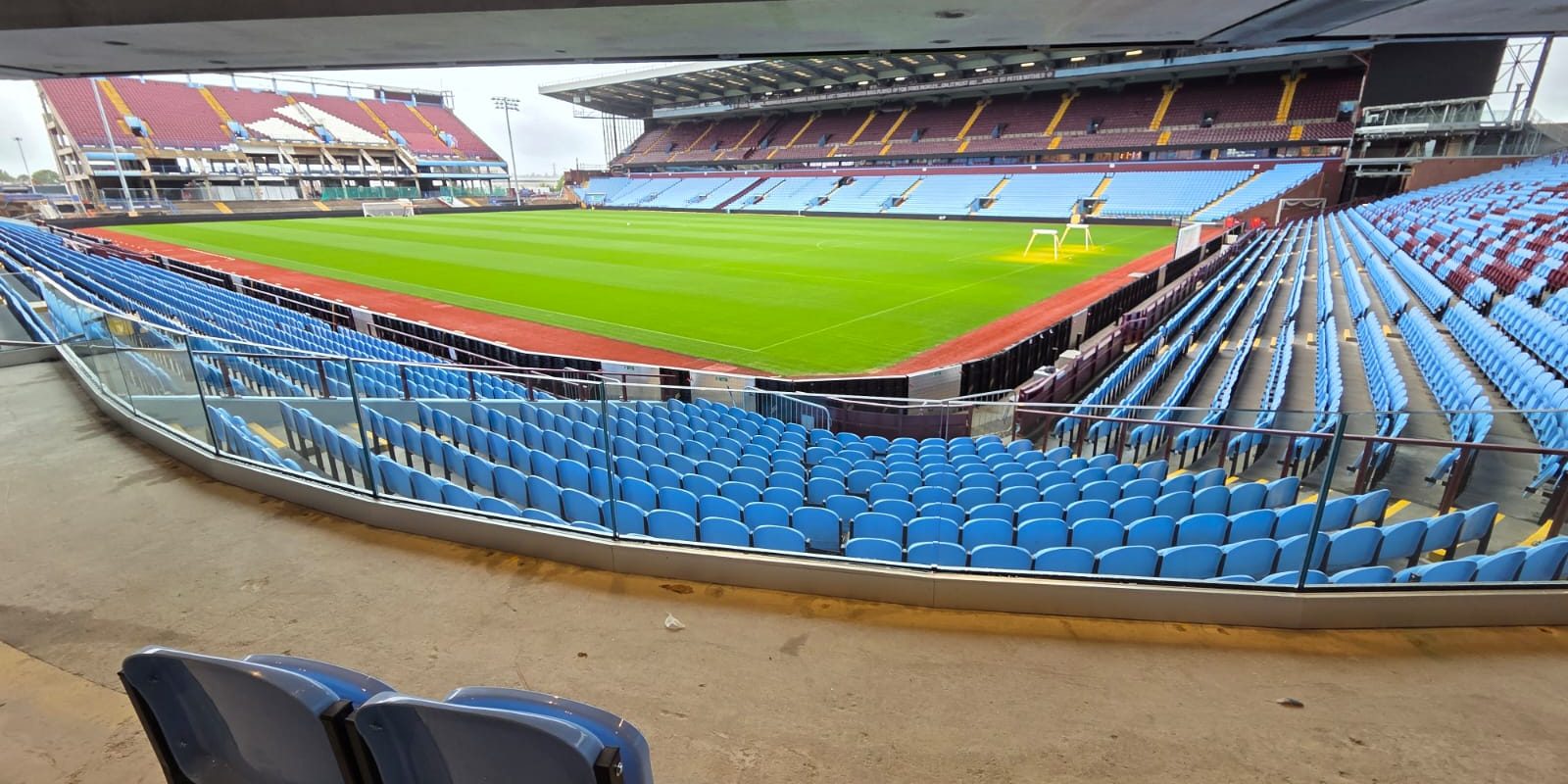 villa-park-completed-balustrading Completed frameless balustrading at Villa Park