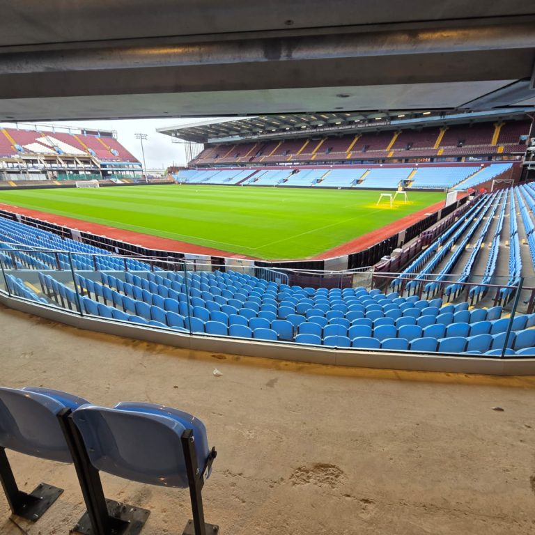Completed frameless balustrading at Villa Park